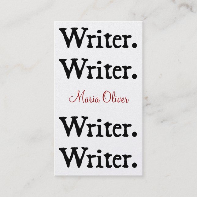 Tarjeta De Visita Escritor 4-Stack Negro Blanco (Anverso)