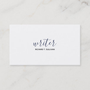 Tarjeta De Visita escritor blanco minimalista (profesión personaliza