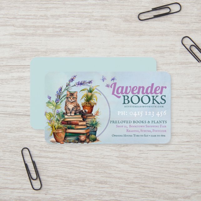 Tarjeta De Visita Escritor creativo libro Lover & Cute Kitten (Anverso/Reverso In Situ)