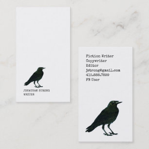 Tarjeta De Visita Escritor Cuervo Negro Minimalista
