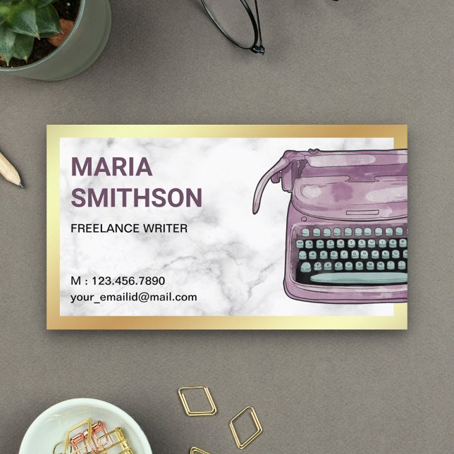 Tarjeta De Visita Escritor de código QR de máquina de escribir púrpu (Subido por el creador)