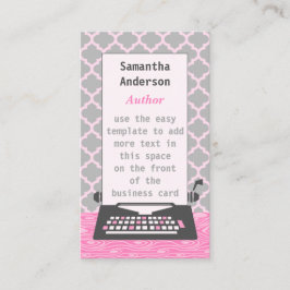 Tarjeta De Visita Escritor de máquina de escribir moderno rosa gris