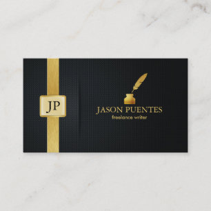 Tarjeta De Visita Escritor elegante del negro y del oro