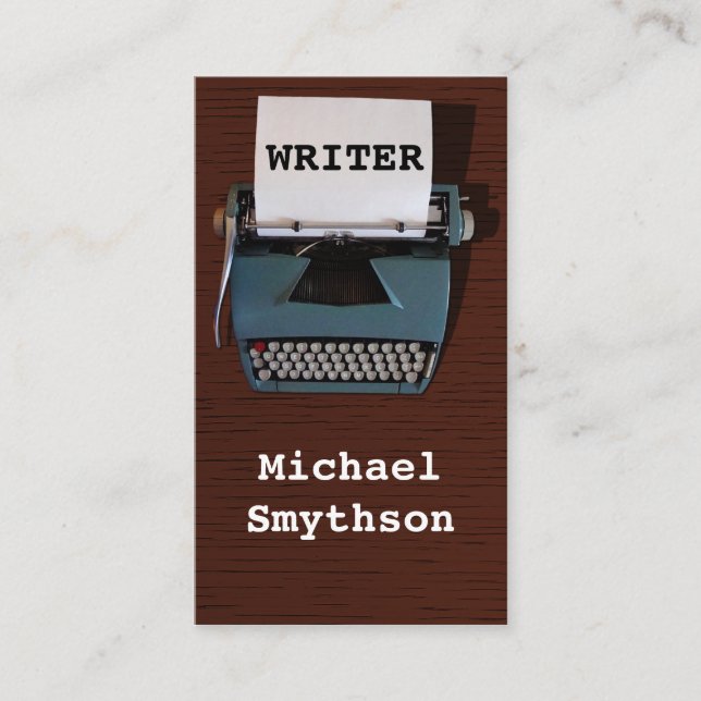 Tarjeta De Visita Escritor escritor retro máquina de escribir sobre  (Anverso)