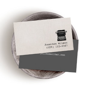 Tarjeta De Visita Escritor Faux Linen Vintage Typewriter Simple