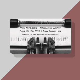 Tarjeta De Visita Escritor Freelance Diseñadora de Máquina de Escrib