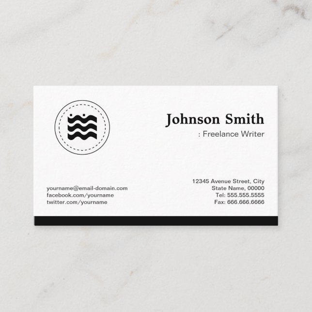 Tarjeta De Visita Escritor independiente Logo de Black White Chanabl (Anverso)