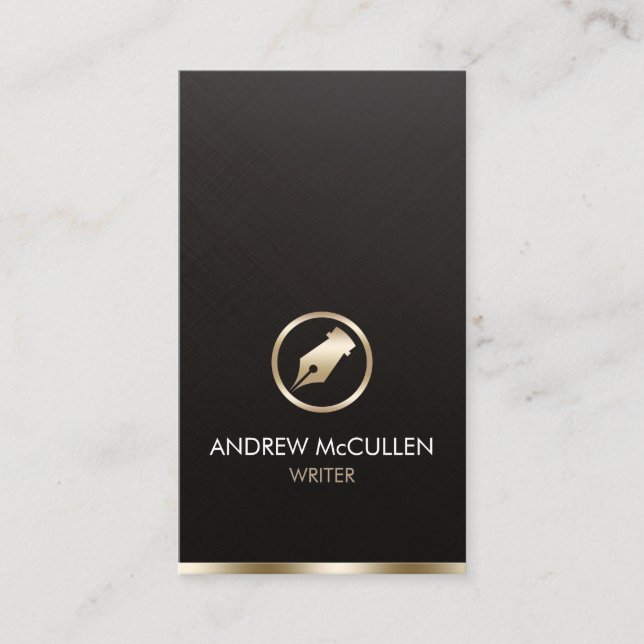 Tarjeta De Visita Escritor Novelist Faux Gold Pen Icon (Anverso)