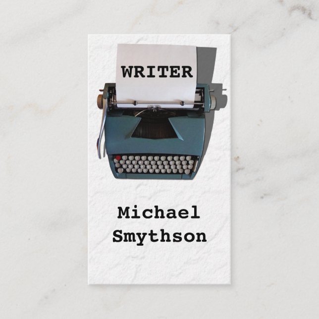 Tarjeta De Visita Escritor retro máquina de escribir sobre papel arr (Anverso)