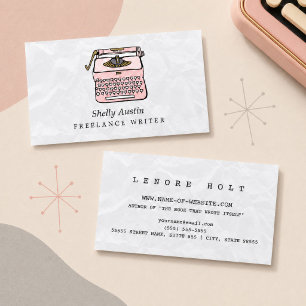 Tarjeta De Visita Escritora de máquina de escribir retro rosa
