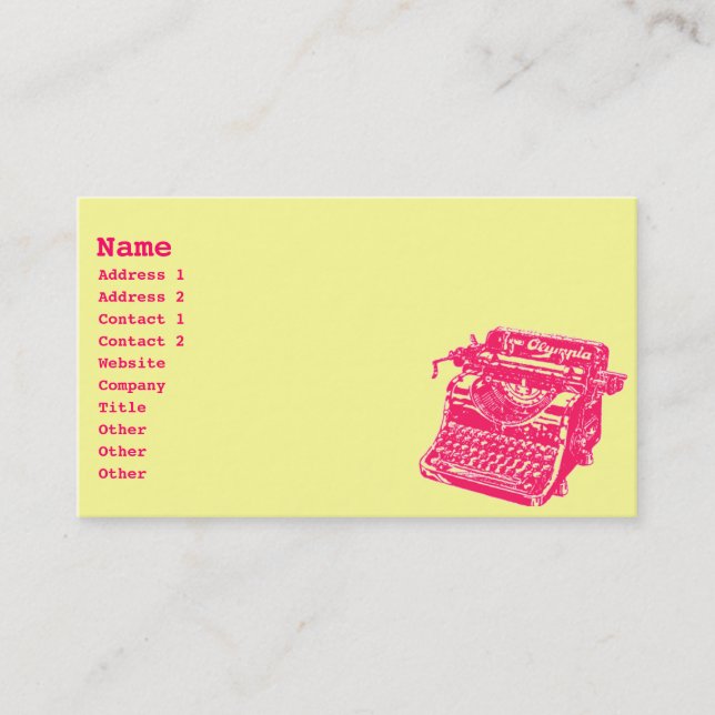 Tarjeta De Visita Escritora vieja (Anverso)