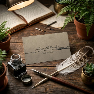 Tarjeta De Visita Escritores Autores Editor Black Dip Pen Papel marr