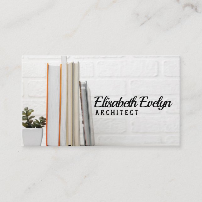 Tarjeta De Visita escritorio con libros apilados (Anverso)