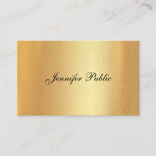 Tarjeta De Visita Escritura a mano Elegante caligrafía Faux Gold (Anverso)