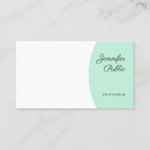 Tarjeta De Visita Escritura a mano moderna Elegante Mint Verde Blanc