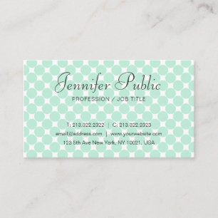 Tarjeta De Visita Escritura a mano Moderno Elegante Mint Green Busin