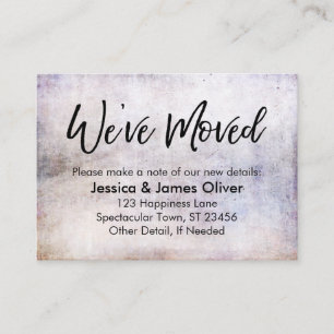 Tarjeta De Visita Escritura a mano "Nos hemos mudado" en morado