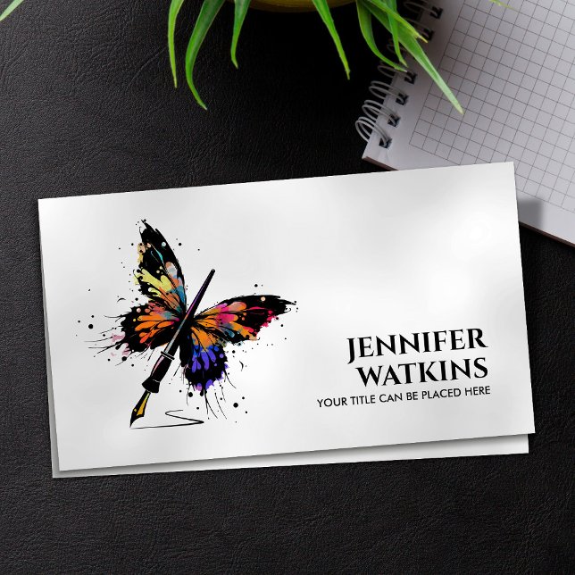Tarjeta De Visita Escritura creativa - Mariposa con tinta de fuente (Subido por el creador)