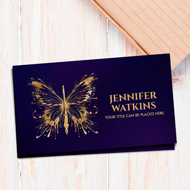 Tarjeta De Visita Escritura creativa - Mariposa con tinta de fuente (Subido por el creador)