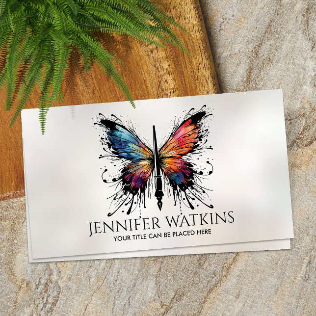 Tarjeta De Visita Escritura creativa - Mariposa con tinta de fuente (Subido por el creador)
