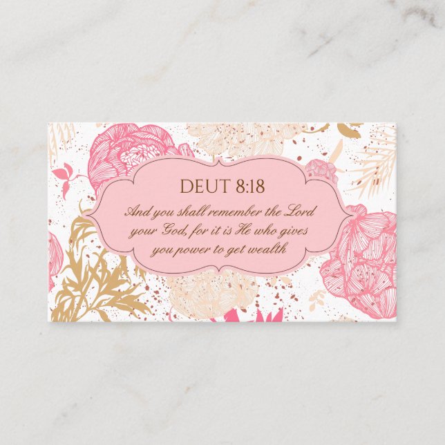Tarjeta De Visita Escritura cristiana de fe floral   (Anverso)