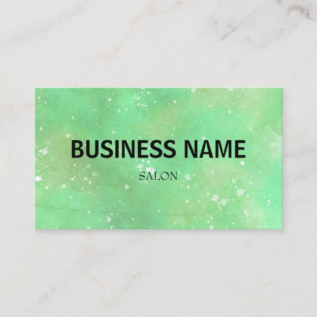 Tarjeta De Visita escritura de acuarela verde azul simple (Anverso)