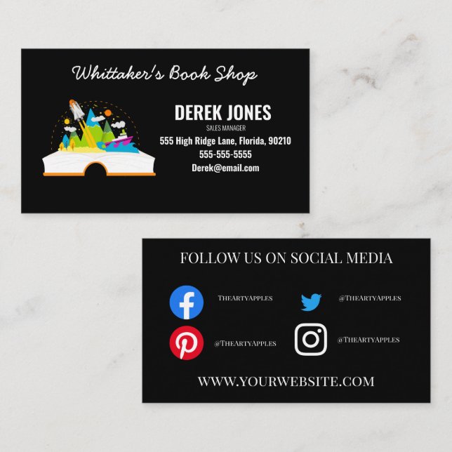 Tarjeta De Visita escritura de biblioteca de grupos de lectura de li (Anverso / Reverso)