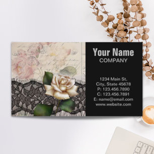 Tarjeta De Visita escritura francesa vintage lace victoriana rosa bl