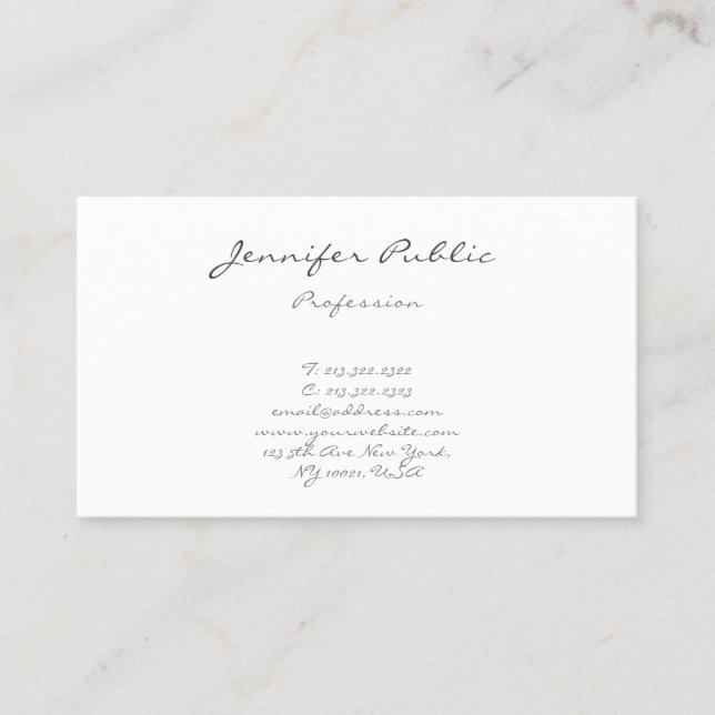 Tarjeta De Visita Escritura manual moderna profesional simple elegan (Anverso)