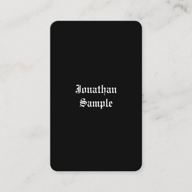 Tarjeta De Visita Escritura manuscrita Negro Blanco Clásico Aspecto  (Anverso)