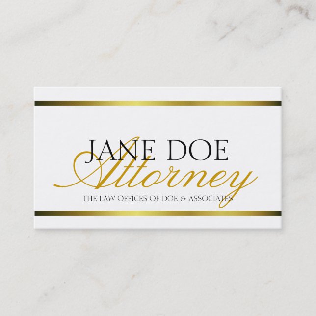 Tarjeta De Visita Escritura metálica del oro del abogado (Anverso)