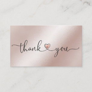Tarjeta De Visita escritura moderna color rosa corazón gracias por o