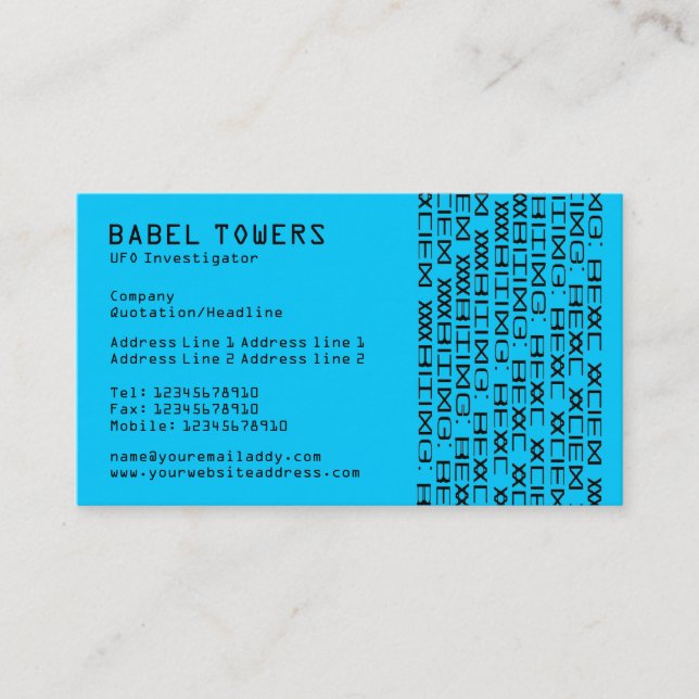 Tarjeta De Visita Escritura real extranjera - Azul (Anverso)