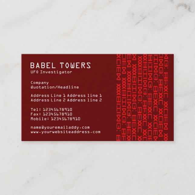 Tarjeta De Visita Escritura real extranjera - Marrón (Anverso)