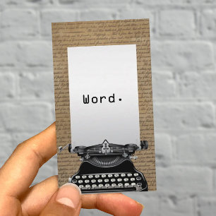 Tarjeta De Visita Escrituras y máquina de escribir viejas del