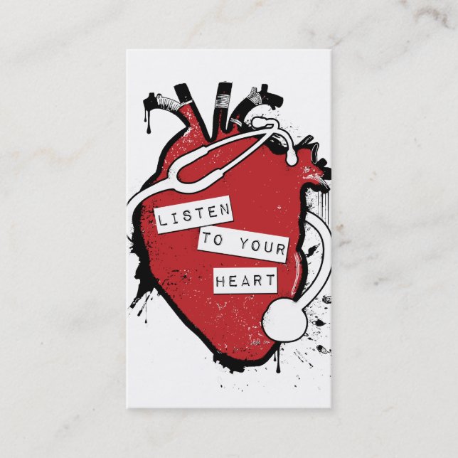 Tarjeta De Visita escuche su corazón anatómico (Anverso)