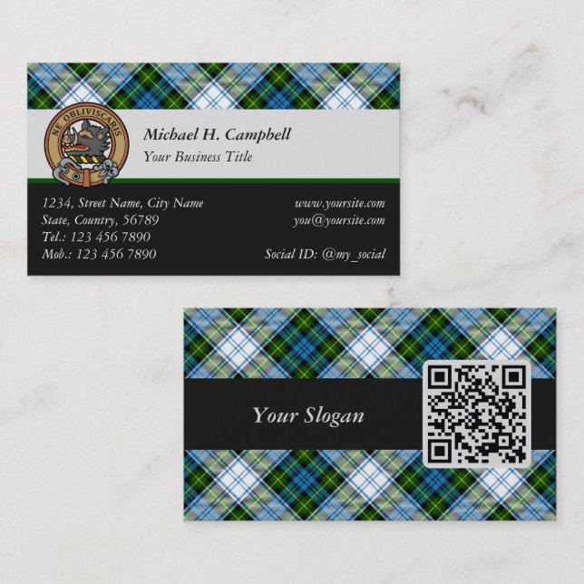 Tarjeta De Visita Escudo Campbell sobre el uso de Tartán (Anverso / Reverso)