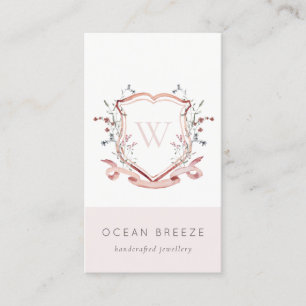 Tarjeta De Visita Escudo de acuarela de flor silvestre rosa pastel M