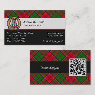 Tarjeta De Visita Escudo de Clan Grant sobre Tartán