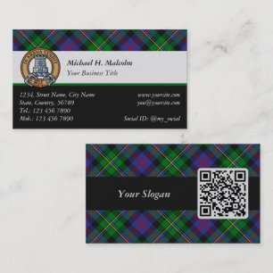 Tarjeta De Visita Escudo de Clan Malcolm sobre tartán