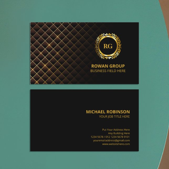 Tarjeta De Visita Escudo de la hoja de oro | Patrón de diamantes | L (Subido por el creador)