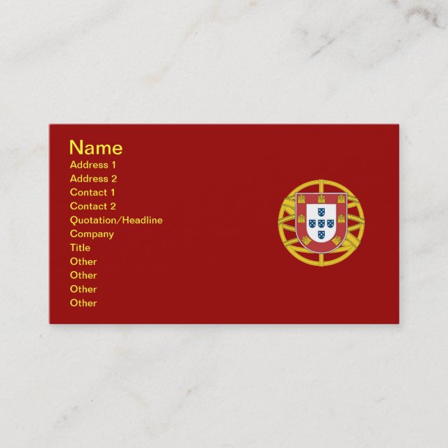 Tarjeta De Visita Escudo de Portugal (Anverso)