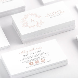 Tarjeta De Visita Escudo floral monograma rosa elegante profesional