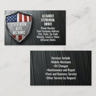 Tarjeta De Visita Escudo Patriótico Bandera Americana Mecánico de Au