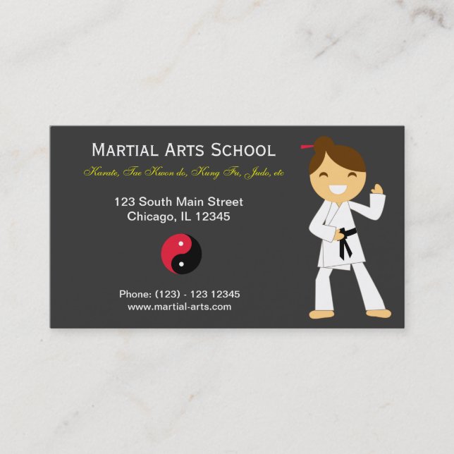 Tarjeta De Visita Escuela de Artes Marciales (Anverso)