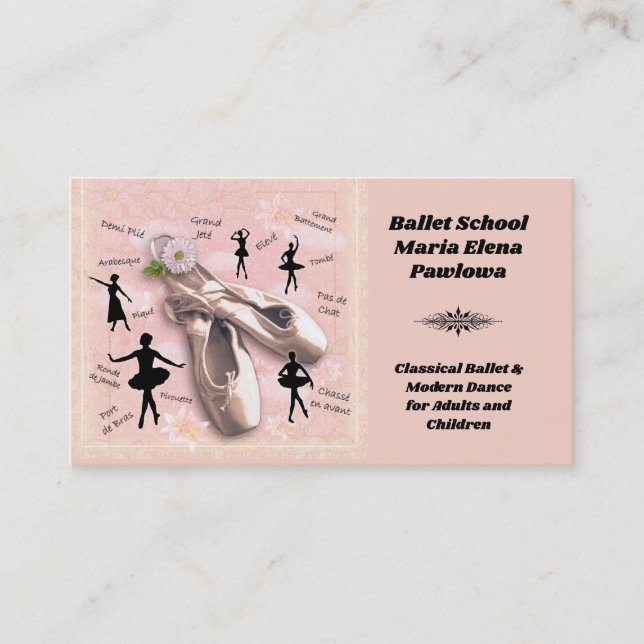Tarjeta De Visita Escuela de ballet (Anverso)