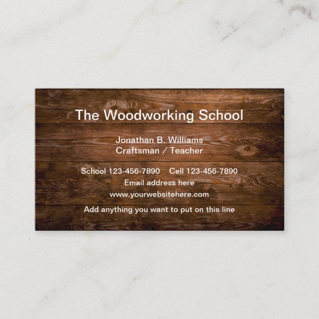 Tarjeta De Visita Escuela de la carpintería (Anverso)