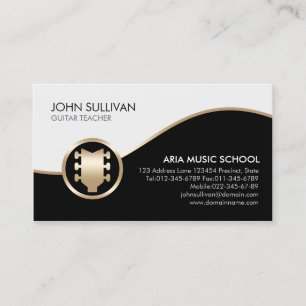 Tarjeta De Visita Escuela de Música de Guitarrista Icono de Guitarra