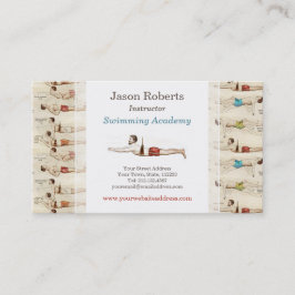 Tarjeta De Visita Escuela de natación Profesora Vintage Francés