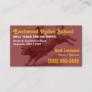 Tarjeta De Visita Escuela de Rodeo   Entrenamiento de Jinete de Toro